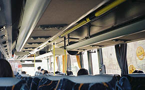 overhead bins on charter bus