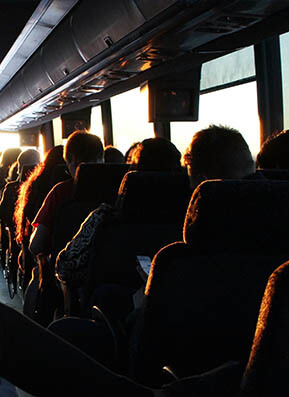 charter bus flat screen tvs